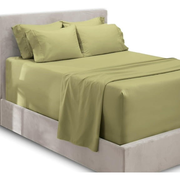 FOWWCN-Luxury Soft 4 Piece Bed Sheet Set Extra Deep Pocket Fitted Sheets Fits Mattress up to 21", Double Brushed Bedding, Twin XL Size, Sage