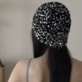 thumbnail image 5 of Byfri Sequin Crochet Skull Cap Hollow Out Summer Beanie Hat for Beach Parties Black 54-58cm, 5 of 7