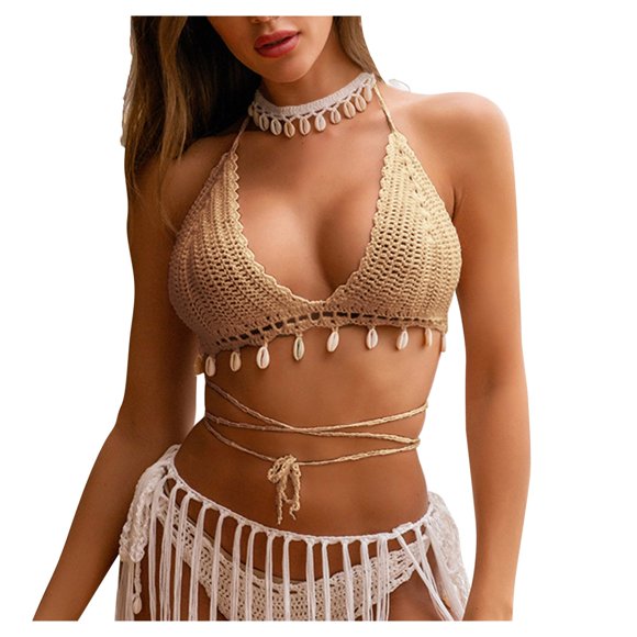 UANWENN top out swimsuit hand-woven fashion sexy hollow Women's bikini Swimwears Tankinis Set Board Shorts Boys Matching Swimsuits for Couples Woman and Men Bathing Suit with Shorts for Women Ladies