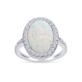 thumbnail image 1 of Oval Cut Lab Created Opal & Sparkling White Cubic Zirconia Halo Engagement Ring In 14k White Gold Over Sterling Silver Jewelry For Women, 1 of 1