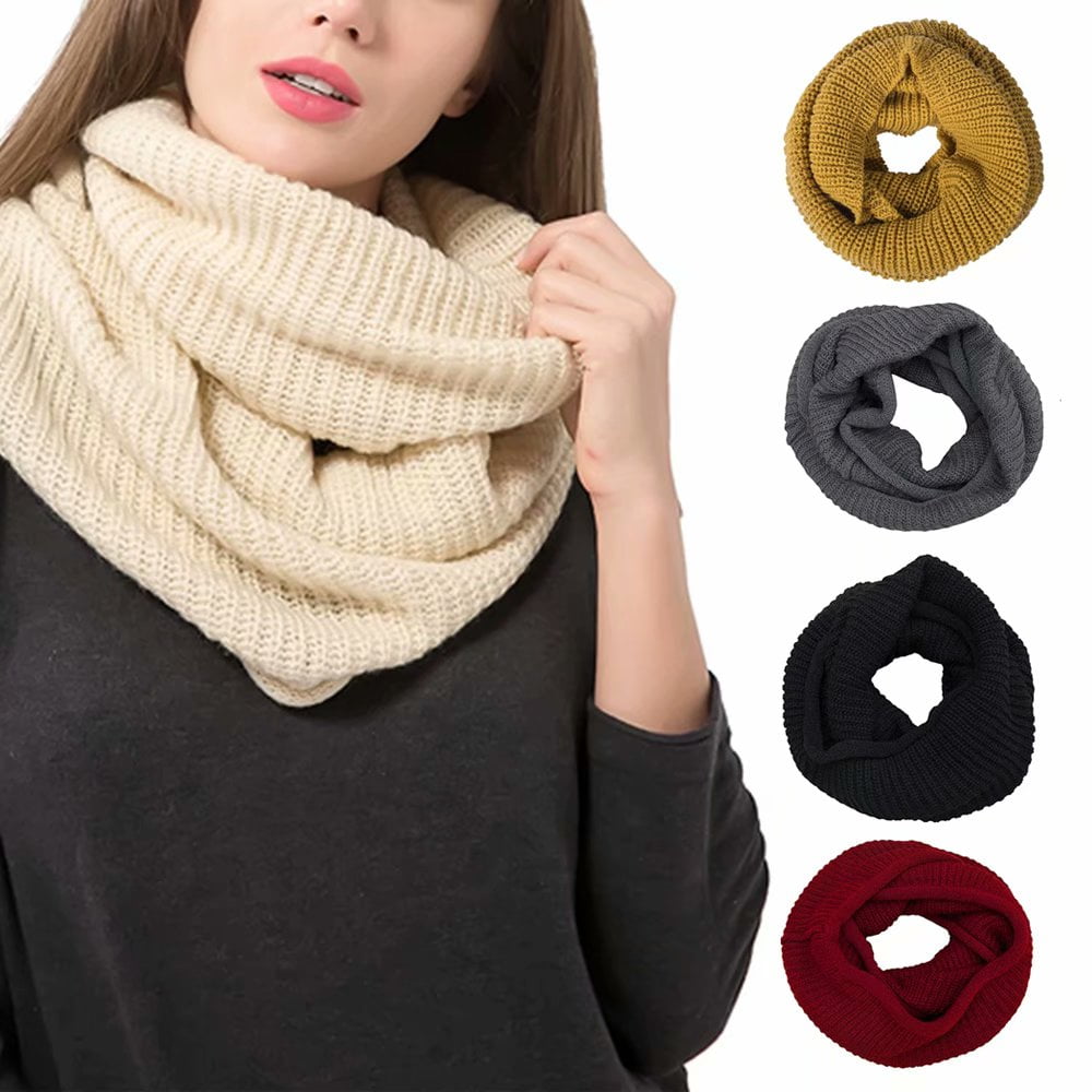 New Women Winter Infinity Warm Cable Knit  Neck Circle Scarf Shawl 4 Colors SALE 
