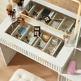 thumbnail image 4 of Lighted Makeup Vanity Set with Mirror, Vanity Desk with 6 Drawers & Storage Shelves, 3 Color Modes & Adjustable Brightness Dressing Table, Bedroom, White, 4 of 7