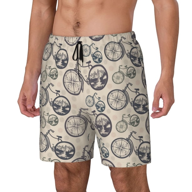 Balery Compass And Mountains In Bicycle Wheels Bañador para hombre, shorts de playa de secado rápido con entrepierna y forro de compresión-3X-Large