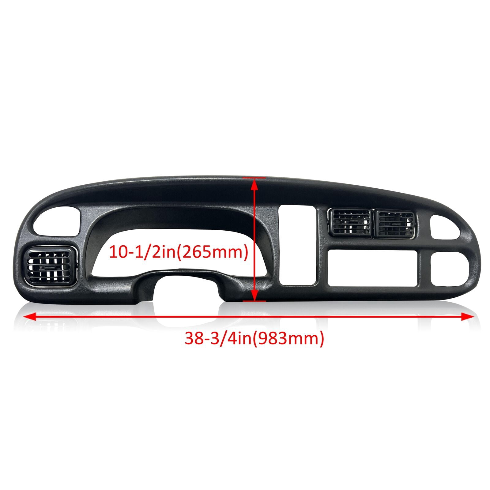 Kojem Dashboard Bezel for 1998-2002 Dodge Ram 1500 2500 3500 Instrument Cluster Bezel Dash Board Panel Cover W/Vent Black 1999 2000 2001