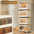 thumbnail image 3 of Cajas de Almacenamiento Plegable de 4 Capas con 6 Bolsas de Almacenamiento, plástico plegable con Ruedas Silenciosas y Manijas, Adecuada para Dormitorio, Cocina, Baño(40×28×86 cm), 3 of 7