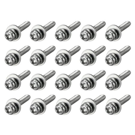 

M2 x 6mm Stainless Steel Phillips Pan Head Machine Screws Bolts Combine with Spring Washer and Plain Washers 20pc