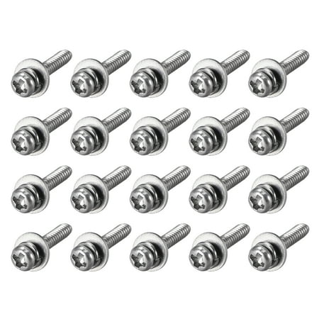 

M2 x 6mm Stainless Steel Phillips Pan Head Machine Screws Bolts Combine with Spring Washer and Plain Washers 20pc