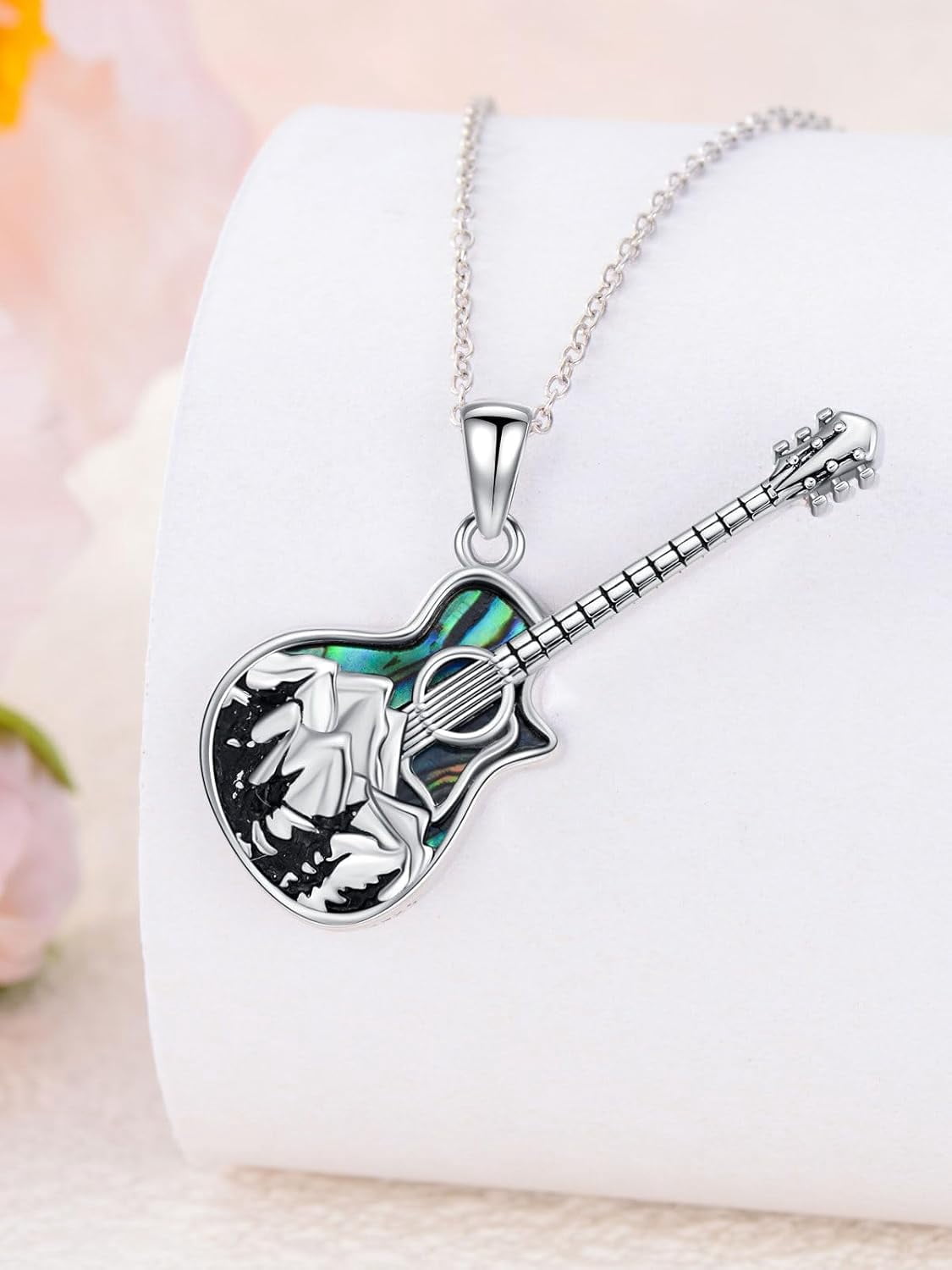 Guitar Pick Holder Necklace Sterling Silver Personalized Soundwave Guitar Pick Pendant Holder Christmas Musicians Gift for Guitar Lovers Music Lovers