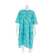 Women's Adaptive Flannel Backwrap Gown - Fun Prints with Blue Background - (2X-Large)
