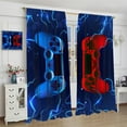thumbnail image 4 of Modern Gamer Curtains, Video Games Window Curtains for Boys Bedroom 3D Red Blue Gamepad with Lightning Window Treatments for Kids Gamer Room Living Room, （W21xL54 Inch） x2 Panels, 4 of 6