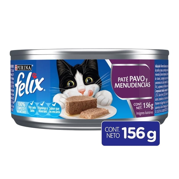 Alimento para Gato Purina Felix Sabor Paté de Pavo y Menudencias 156 g