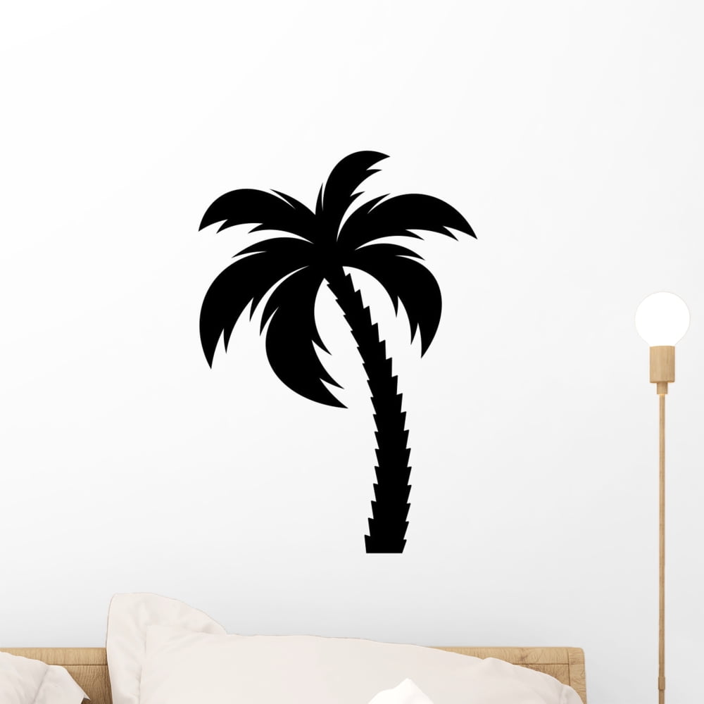 Single Black Palm Tree Wall Decal Wallmonkeys L And Stick Graphic 12 In H X W Wm502542