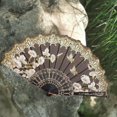 thumbnail image 5 of D-GROEE Folding Fan, Cloth Folding Hand Fan, For Cooling, Performances, Decorations, Gifts, Vintage Style Exquisite Pattern Folding Fan Photography Prop, 5 of 6