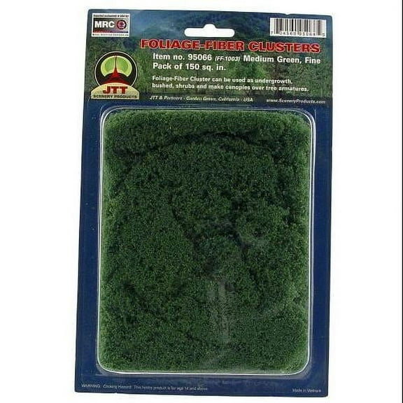 JTT Scenery 95066 FIBER CLUSTER, Medium Green - Fine, pack of 150 sq in