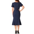 thumbnail image 3 of INSPIRE CHIC Vestidos Elegantes de Negocios para Mujeres con Escote Corazón, Manga Corta Abullonada, Vestido Midi Sirena XL Azul Oscuro, 3 of 6
