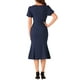 thumbnail image 3 of INSPIRE CHIC Vestidos Elegantes de Negocios para Mujeres con Escote Corazón, Manga Corta Abullonada, Vestido Midi Sirena XS Azul Oscuro, 3 of 6