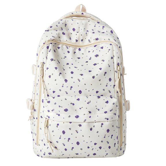 Weebloom Large School Backpack For Kids Girls Cute Lightweight Floral Print Large Capacity Bookbag Middle High School College Purple