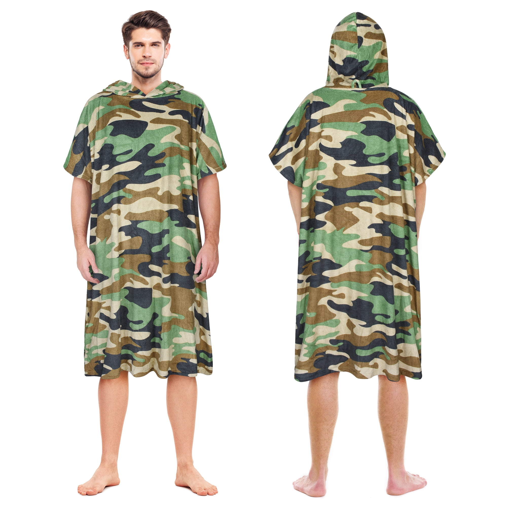 Catalonia Microfiber Surf Poncho,Water Absorbent Changing Towel Robe,Camouflage