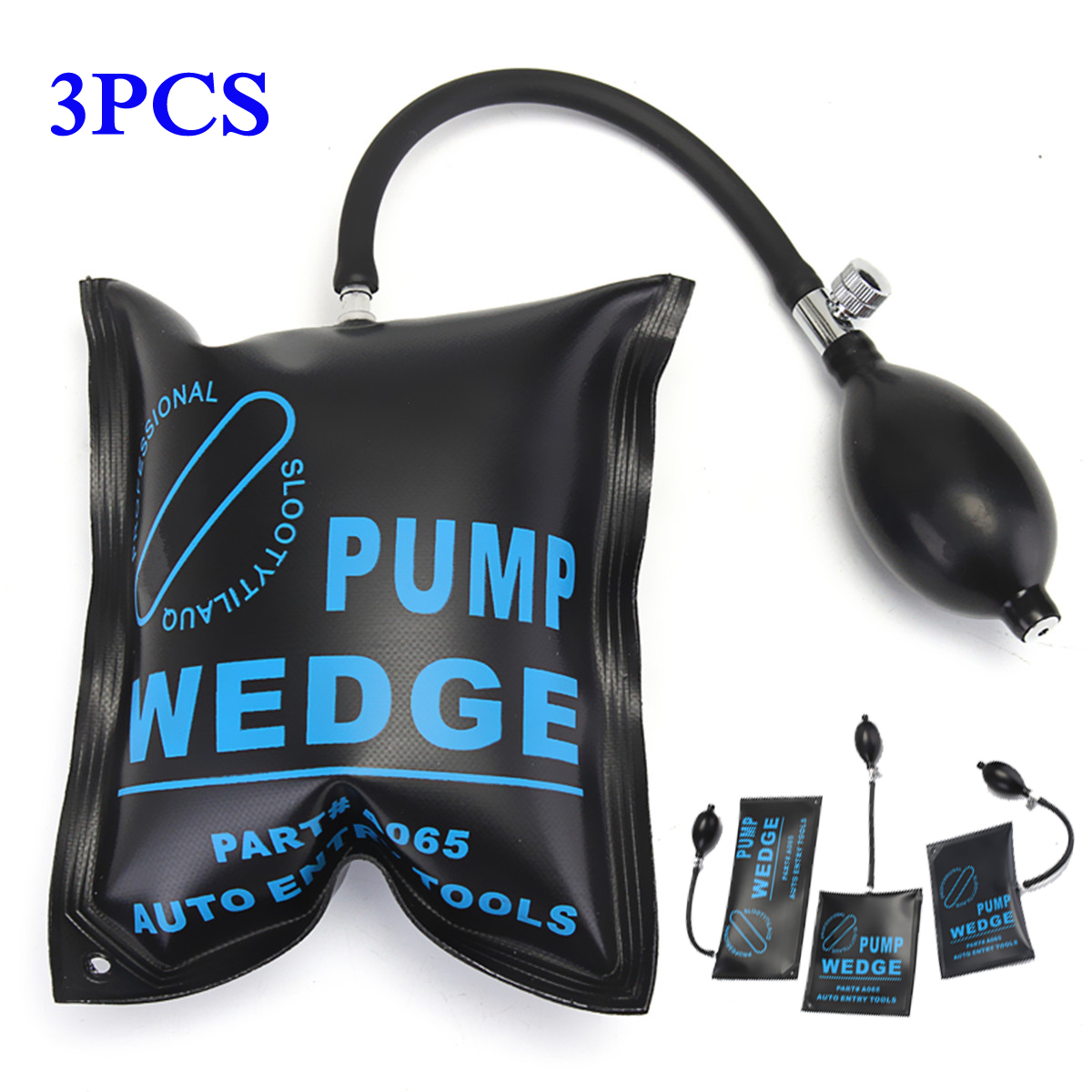 3Pcs Air Pump Wedge Inflatable Shim Cushioned Pad Car Door Hand Pump Opener Tool