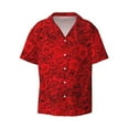 thumbnail image 4 of Uemuo Red Rose Pattern Cotton Linen Short Sleeve Shirts,Casual Lightweight Button Down Shirts,Vacation Beach Summer Tops-Medium, 4 of 7