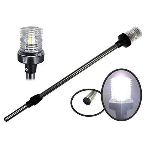 Pactrade Marine Boat LED All Round Anchor Plug-in Light SS Pole 24" w/Collar 12V
