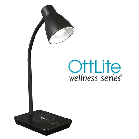 OttLite Wellness Series® Infuse LED Desk Lamp with Wireless and USB Charging, Black