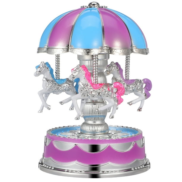 Caja de Música Envuelta, Carrusel de Caballo Con Luz Led, Carrusel Navideño Musical, Caja de Música Navideña, Carrusel Musical Para Decoración Y Regalos.