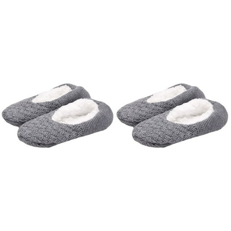 

TINKSKY 2 Pairs Adult Warm Slipper Socks Winter Fuzzy House Socks with Grippers