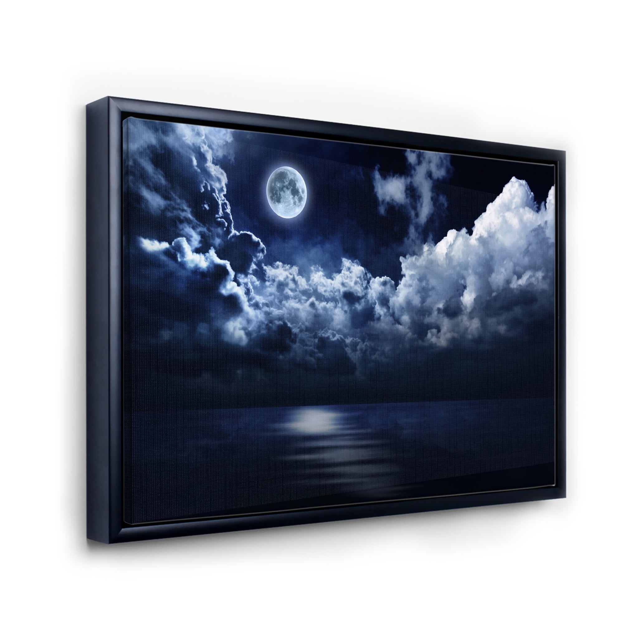Designart 'Full Moon Night in Cloudy Sky' Modern Framed Canvas Wall Art Print