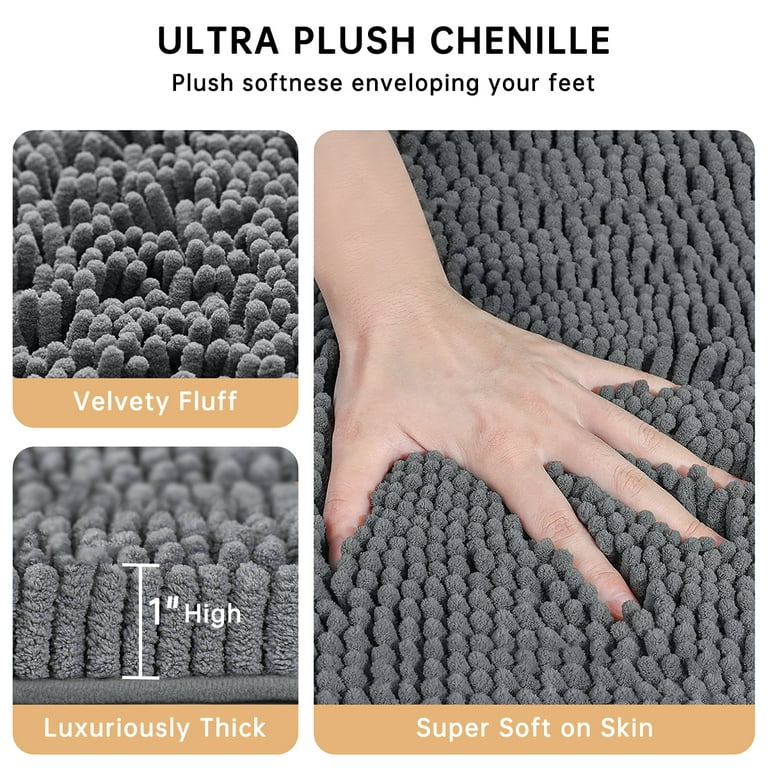 Grey Bathroom Rug Set by Zebrux, Non Slip Thick Shaggy Modern Designed –  Discounted-Rugs