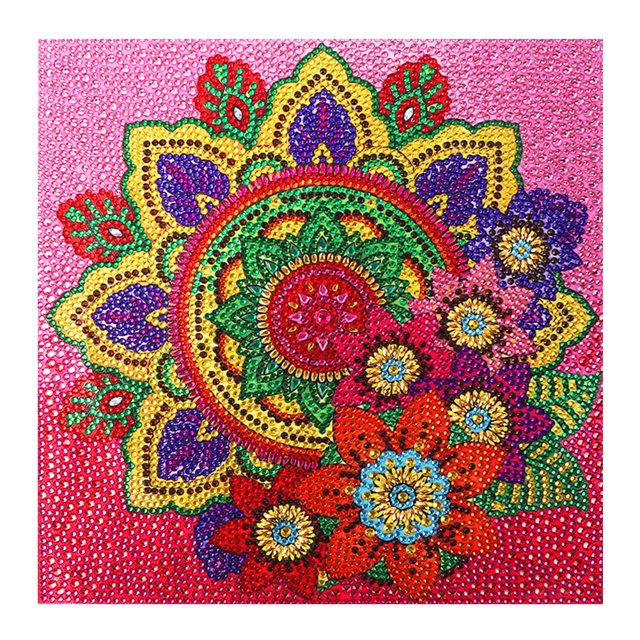 Cuadros Decorativos Pintura de diamante abstracto de mandala de taladro completo de cristal de forma Tmvgtek embutido en tela