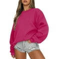 thumbnail image 2 of Rciityk Crewneck Sweatshirts Women Casual Solid Long Sleeve Pullover Sweaters Winter Fashion Fleece Comfy Sweatshirt, 2 of 6
