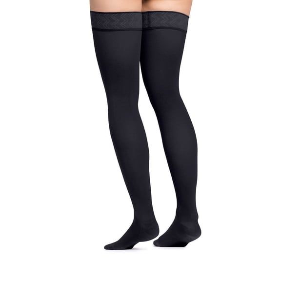 Jobst Opaque Closed Toe Maternity Thigh Highs w/Top Band - 15-20 mmHg Black Small
