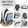 thumbnail image 5 of KEIAHUAN Blue Bow Boys Backpack, Weatherproof Polyester Daypack for Girls Kids, Large Capacity 17 Inch Ice Cream Print Bookbag,Multi Pocket Storage for Elementary Middle School Ages 6-14, 5 of 7