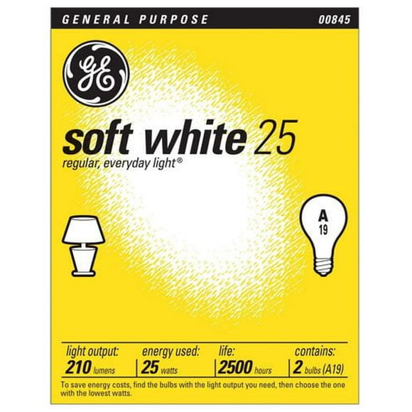 GE Lighting Canada Ge Soft White 25W A19 2pk
