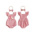 thumbnail image 2 of RUINIXCW Baby Girl First Birthday Outfit Silly Goose Outfit Infant Baby Girls 1/2 Half Birthday Clothes Embroidery Fly Sleeves Romper Bodysuit Playsuit Headband, 2 of 10