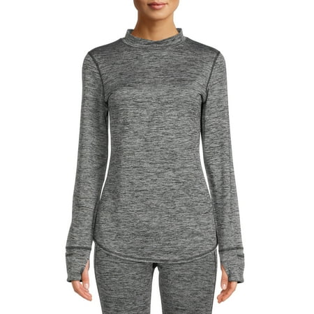 

ClimateRight by Cuddl Duds Women s Plush Warmth Long Underwear Mock Neck Thermal Top with Mitten Cuff
