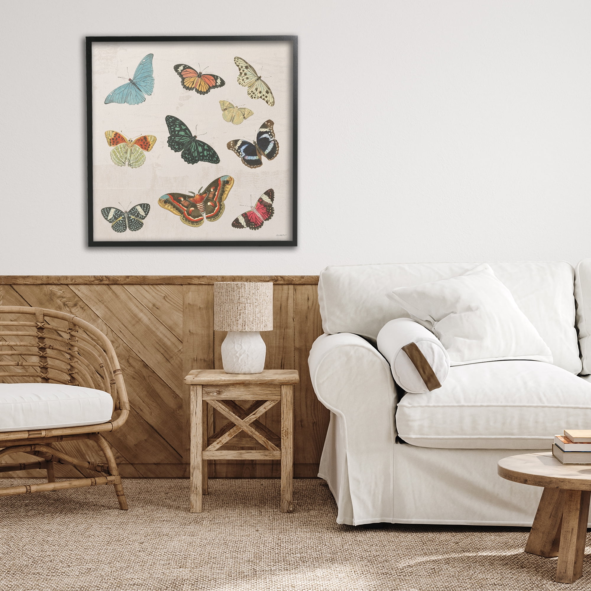 Stupell Industries Vintage Butterfly Flight Black Framed Giclee Art, design by Dan Meneely