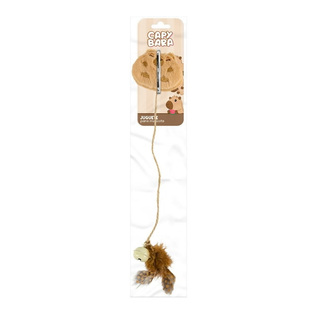 Juguete de Peluche Prichos Capybara Cuerda Cascabel y Plumas para Mascota 1 Pieza, juguete para perro color café con peluche en forma de capibara, cuerda con cascabel metálico y plumas llamativas, diseñado para estimular y entretener a mascotas, también adecuado para juegos interactivos que fortalecen el vínculo con tu perro.
