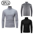 thumbnail image 2 of Lejafay Men's 3 Pcs Mock Neck Shirts Long Sleeve Turtleneck Pullover Tops Black&Dark Gray&Gray XXL, 2 of 6