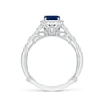 thumbnail image 2 of ANGARA Natural 1 Ct Vintage Inspired Sapphire & Diamond Ring with Filigree in 14K White Gold for Women (Size-6mm) | September Birthstone, Anniversary, Jewelry Gift for Women | Natural Sapphire Ring, 2 of 9