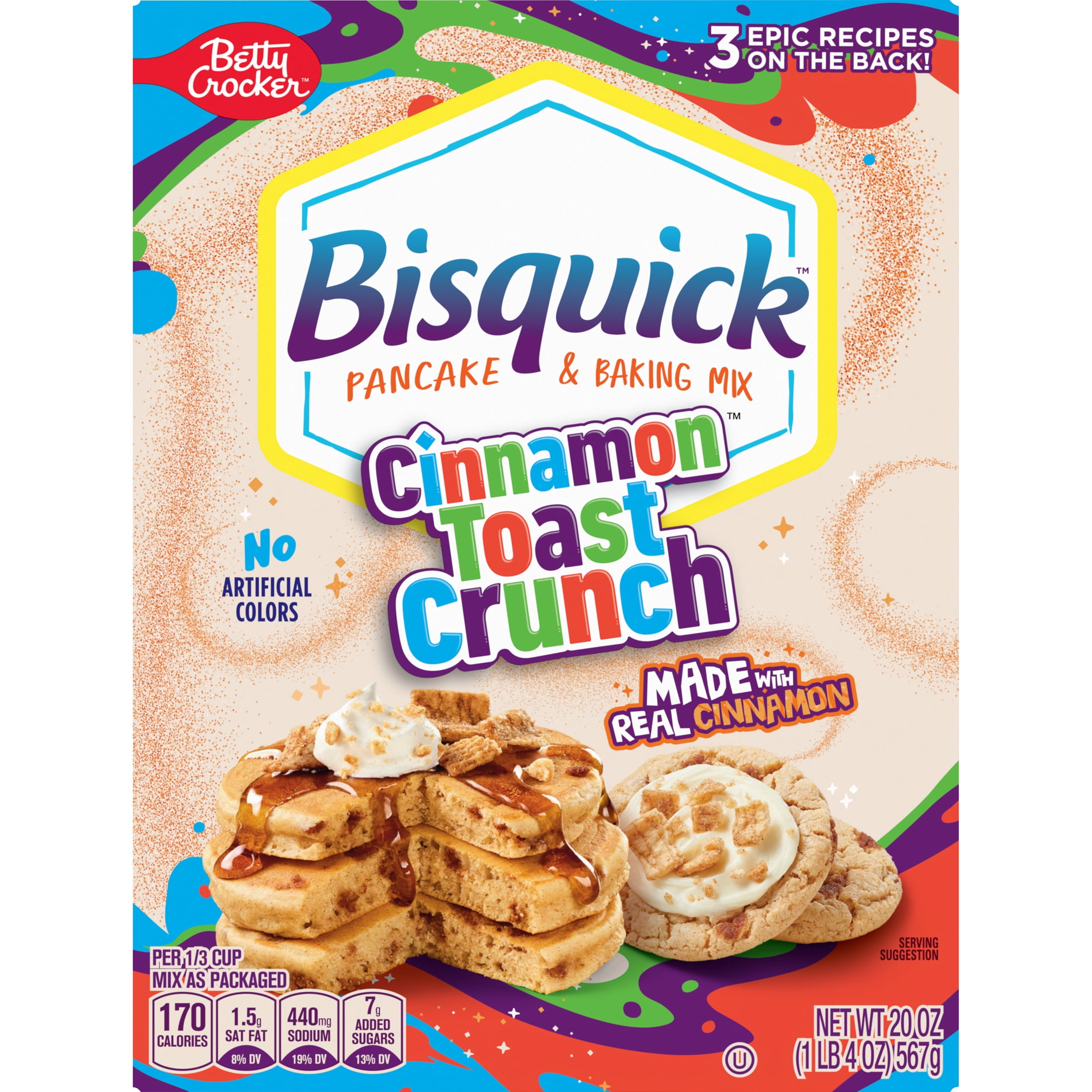Betty Crocker Bisquick Pancake and Baking Mix, Cinnamon Toast Crunch, 20 oz