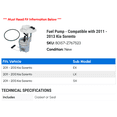 thumbnail image 2 of Fuel Pump - Compatible with 2011 - 2013 Kia Sorento 2012, 2 of 2