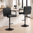 thumbnail image 4 of Daluvenix Bar Stools Set of 2, PU Leather Adjustable Swivel Barstools, Hydraulic Counter Height Bar Chairs with Armrest Back for Kitchen Island, Black, 4 of 9