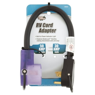 Auto Drive 50 to 30-Amp Universal RV Power Adapter with Light, Clear ...