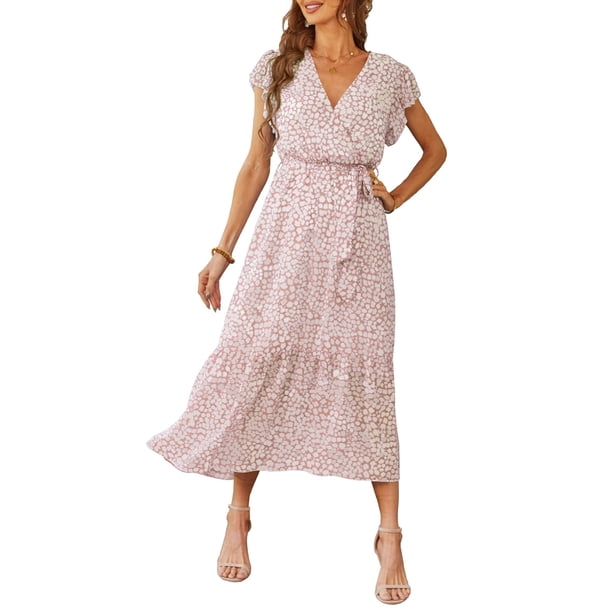Vestido PRETTYGARDEN de Verano Floral Bohemio Cruzado con Escote en V XL