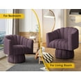 thumbnail image 5 of SEYNAR 360 Degree Swivel Velvet  Accent Chair,Upholstered Round Barrel Glam Armchairs with Wide Upholstered, Vanity Chair for Living Room(Purple), 5 of 6