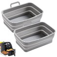 thumbnail image 4 of BeesClover 2pcs Foldable Silicone Pot Reusable Rectangular Air Fryer Liner Microwave Oven Accessories With Handle, 4 of 8