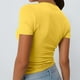 thumbnail image 3 of Camiseta de manga corta y cuello en V lisa para mujer, poliéster y spandex, estilo informal y sexy, tallas S-XL, 3 of 5