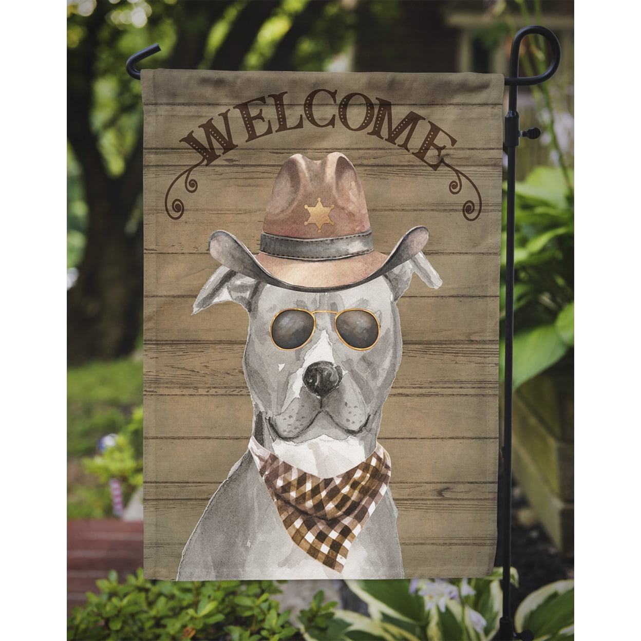 Carolines Treasures CK6276GF Staffordshire Bull Terrier Country Dog Flag Garden Size  Small multicolor